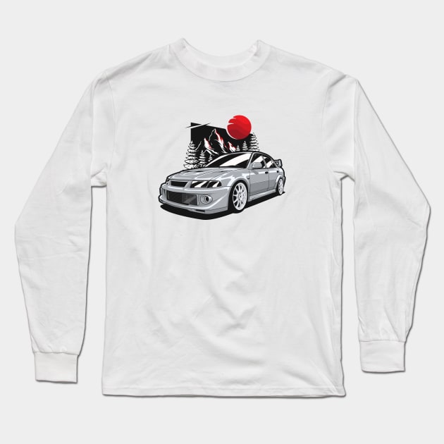 Silver EVO VI Tommi Makinen Rally Car Long Sleeve T-Shirt by KaroCars